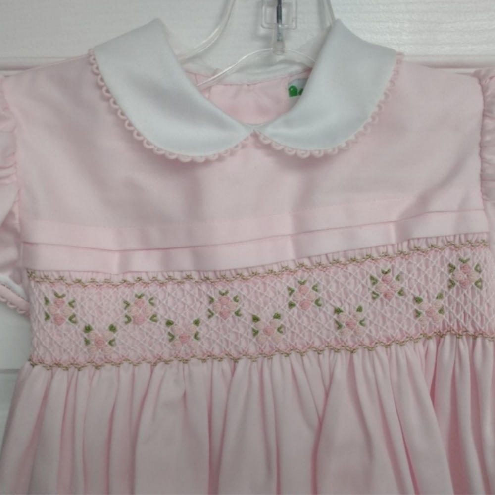 Vintage Dulces Smocked Girls Pink and White Dress, size 24 months - Picture 3 of 14